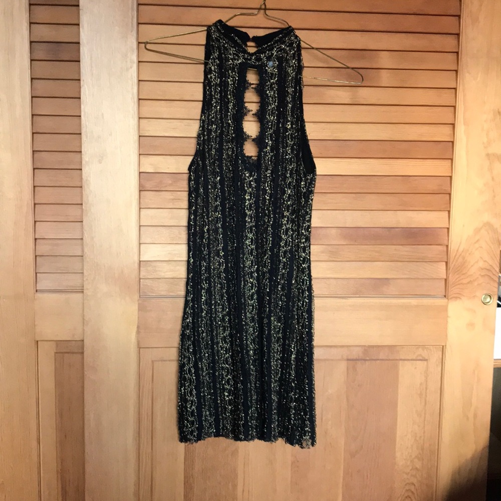 Little black, sparkly gold dress